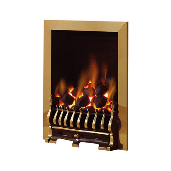 Pure Glow Blenhiem Inset Gas Fire - Antique Brass - Full-Depth With Pebble Effect