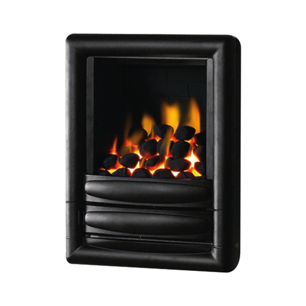 Pure Glow Carmen Hole in the Wall Inset Gas Fire - Pure Black - Slimline With Coal Effect