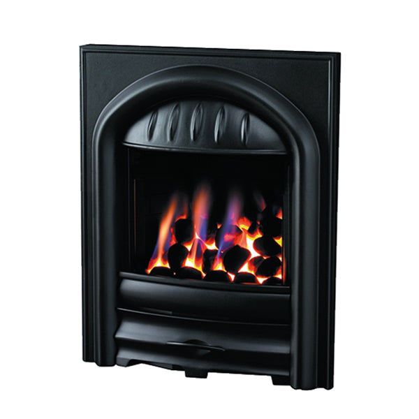 Pure Glow Chloe Inset Gas Fire - Pure Black - Full-Depth With Coal Effect