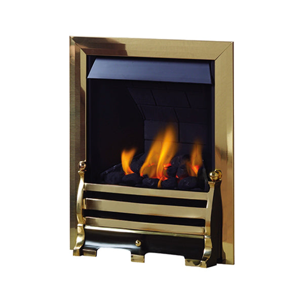 Pure Glow Daisy Inset Gas Fire - Antique Brass -   Full-Depth With Pebble Effect