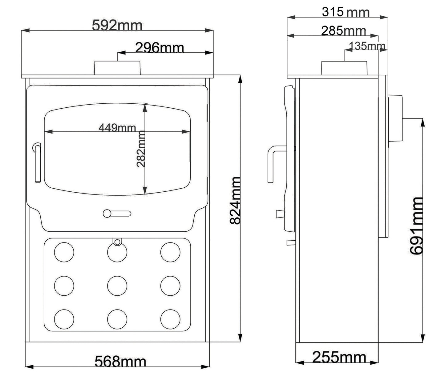 ST-X Wide Tall Multi Fuel Stove